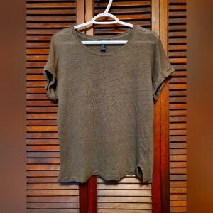 Forever 21 Shirt Olive Green Small Baggy Short Sleeve